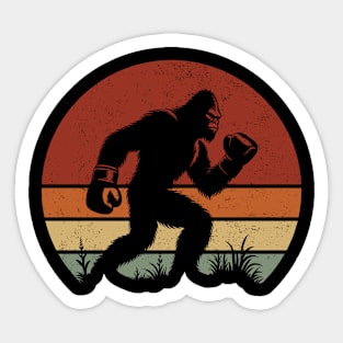 Bigfoot Sasquatch Boxer Vintage Distressed Sunset Boxing Lover Sticker